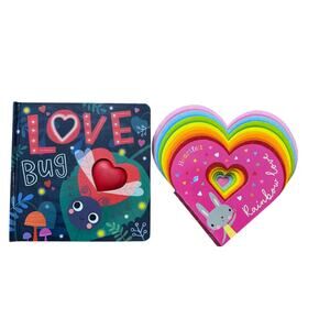 Lot of 2 Baby Board Books - Valentine's Day - Love Bug - Rainbow Love